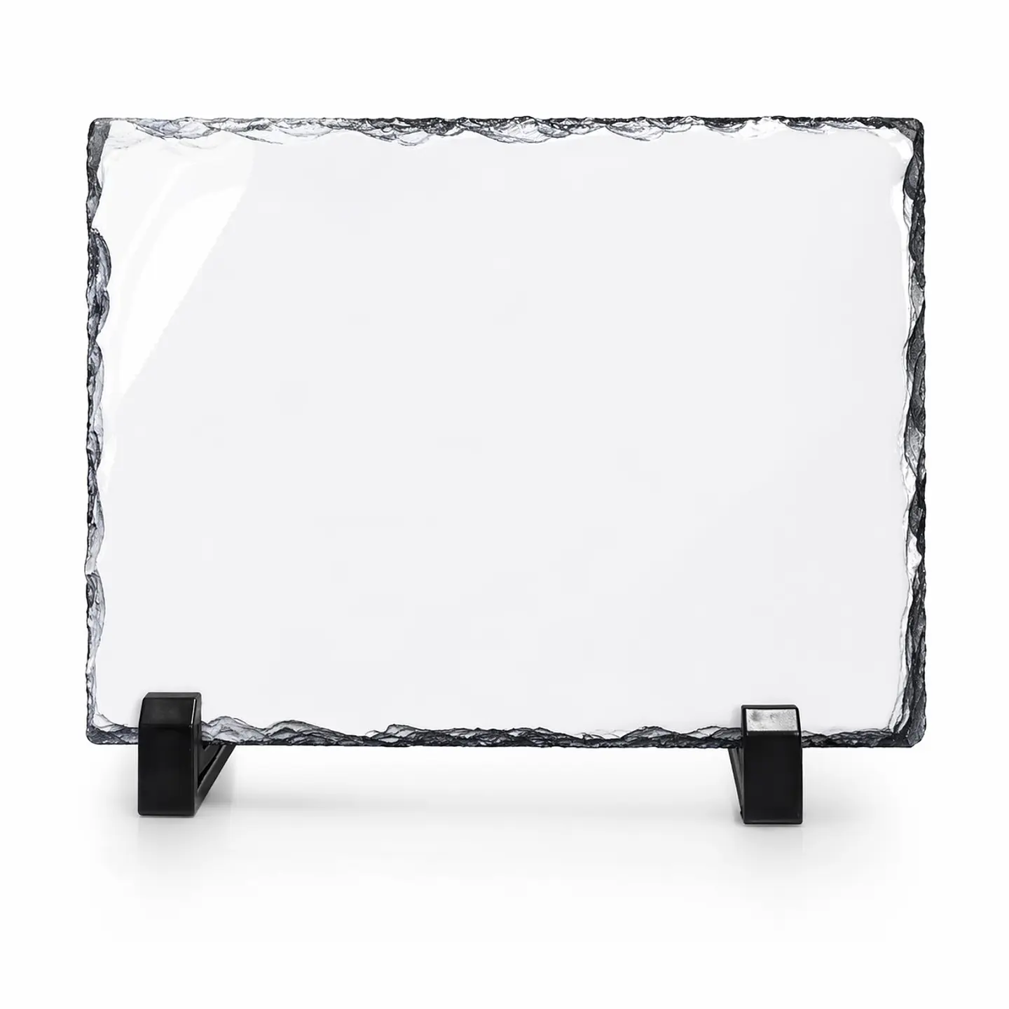 Roca Rectangular Sublimable Glossy 19x29cm con Cajita y Soportes 1