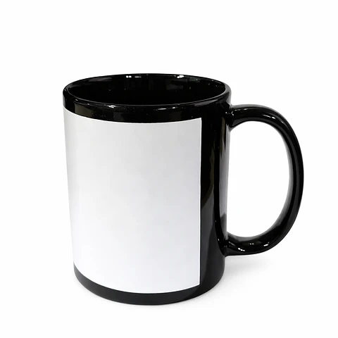 Pack de 12 Tazas de Cerámica con Borde y Asa Negra para Sublimacion