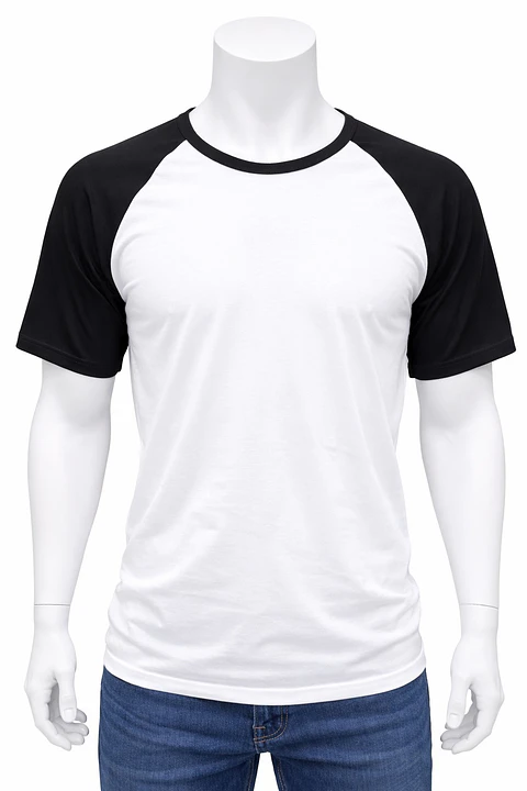Polera Color Blanco Manga Negra para Sublimación L, M y XL