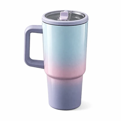 Termo Mug Sublimable de 40 oz con Asa y Bombilla Morado