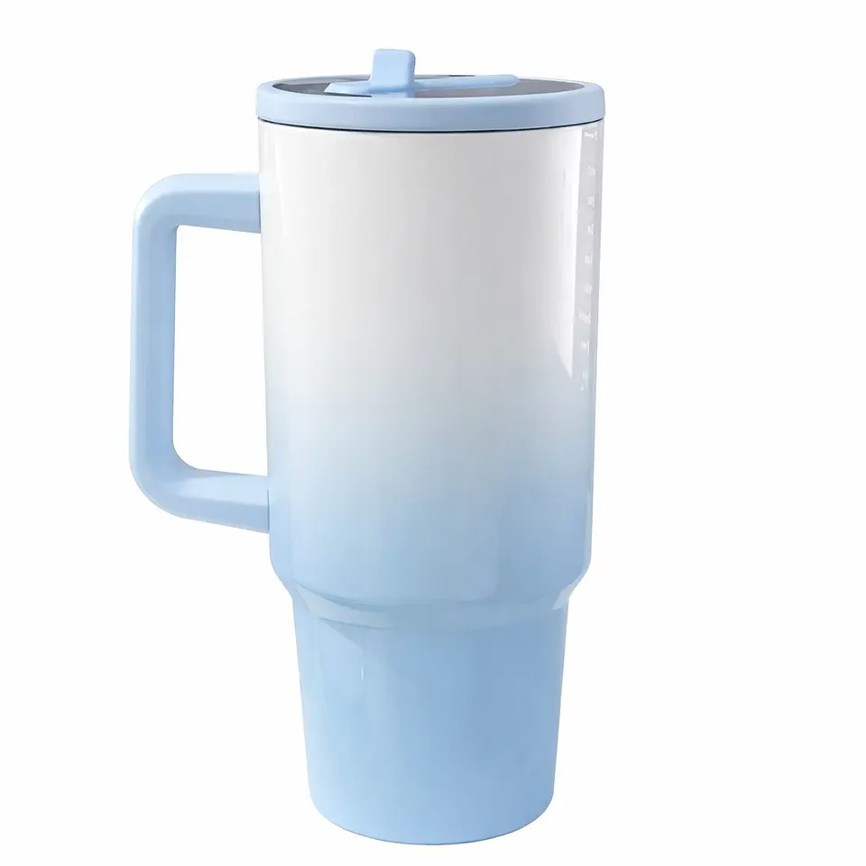 Termo Mug Sublimable de 40 oz con Asa y Bombilla Azul 1