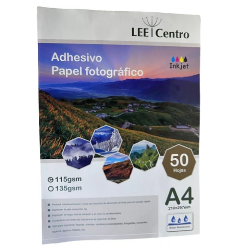 Papel Adhesivo Fotografico Antioxido Glossy A4/115g/50 Hojas