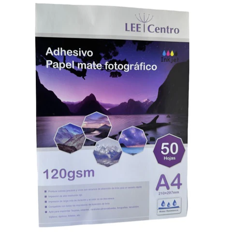 Papel Adhesivo Fotográfico Mate A4 Alta Calidad 50 Hojas 120grs