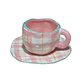 Taza de Cerámica Ligera de Lujo Rosa a Cuadros - Miniatura 1