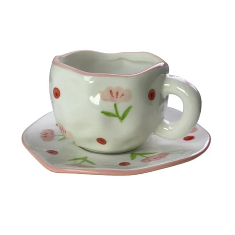 Taza de Cerámica Ligera de Lujo Con Flores
