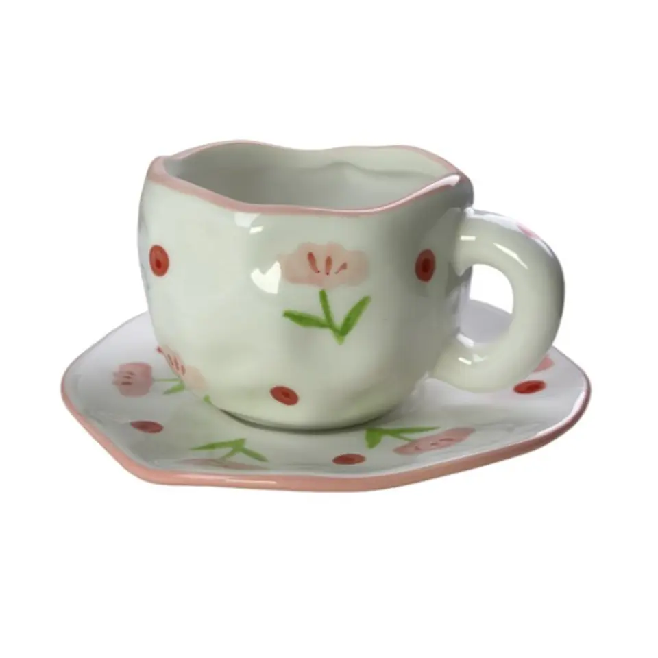 Taza de Cerámica Ligera de Lujo Con Flores 1