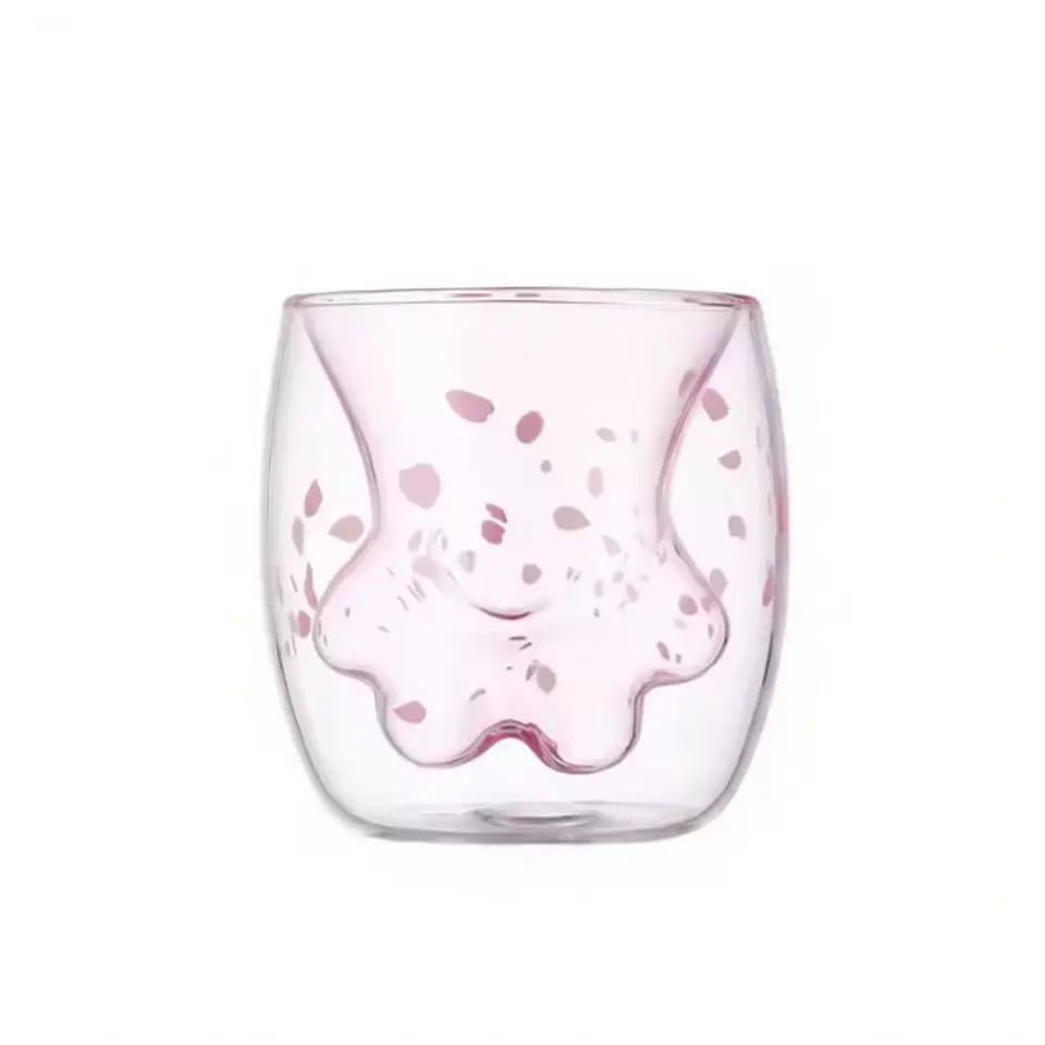 Vaso Transparente con Forma Pata de Gato Doble Pared T-00040-1 1