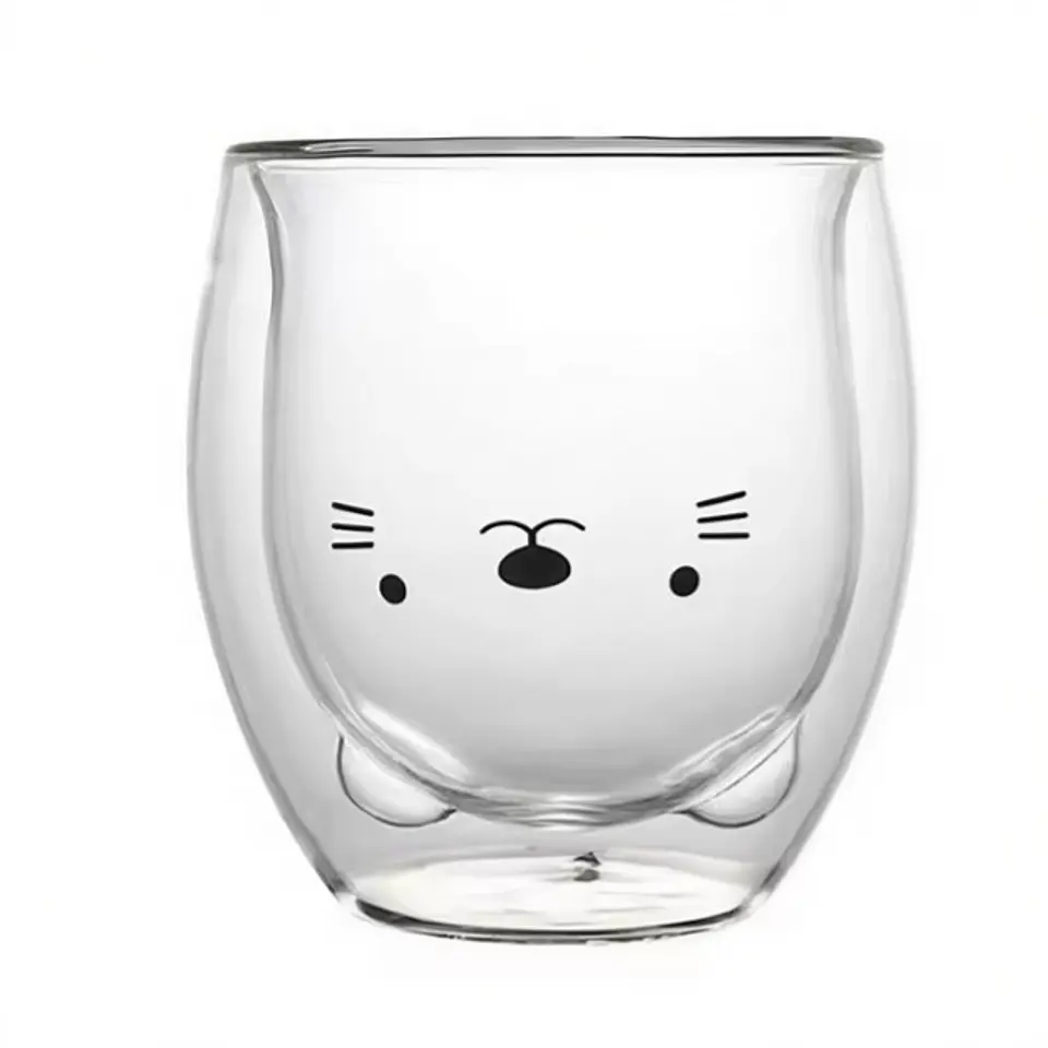 Taza De Cristal Doble Pared Con Estampado 300ml T-00033 1