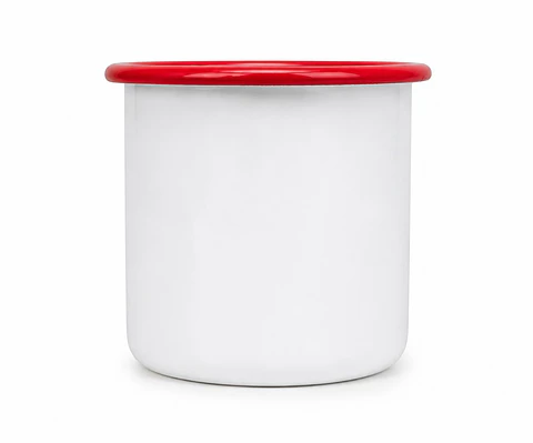 Tazones Enlozado Sublimable Borde Rojo 12oz