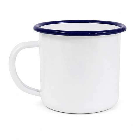 Tazones Enlozado Sublimable Borde Azul 12oz