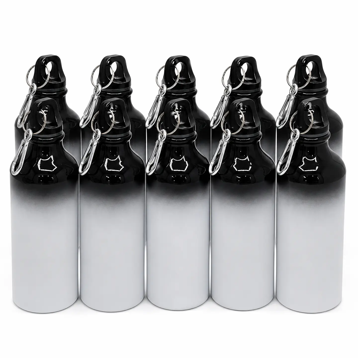 Pack de 10 Botellas Degradada Tapa Mosqueton de 600Ml Negra 1