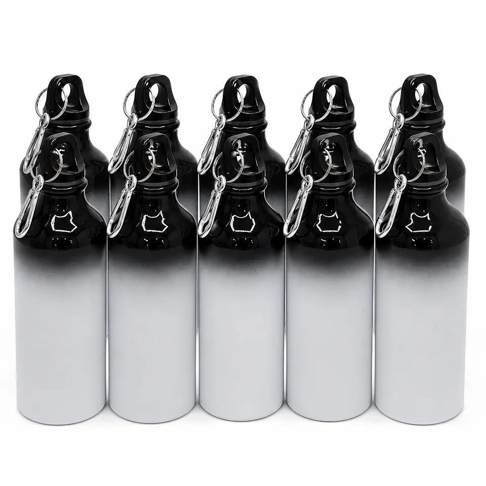 Pack de 10 Botellas Degradada Tapa Mosqueton de 600Ml Negra 1