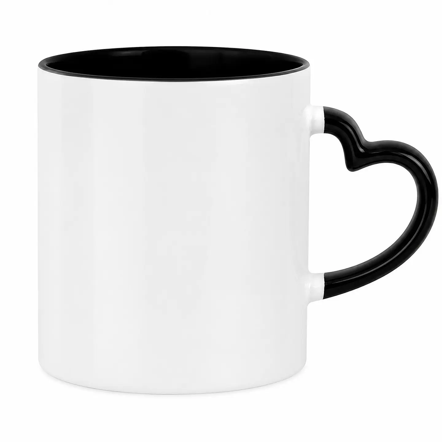 Taza de Cerámica Asa de Corazón Borde Negra 11 oz – Pack 12 Unidades 1