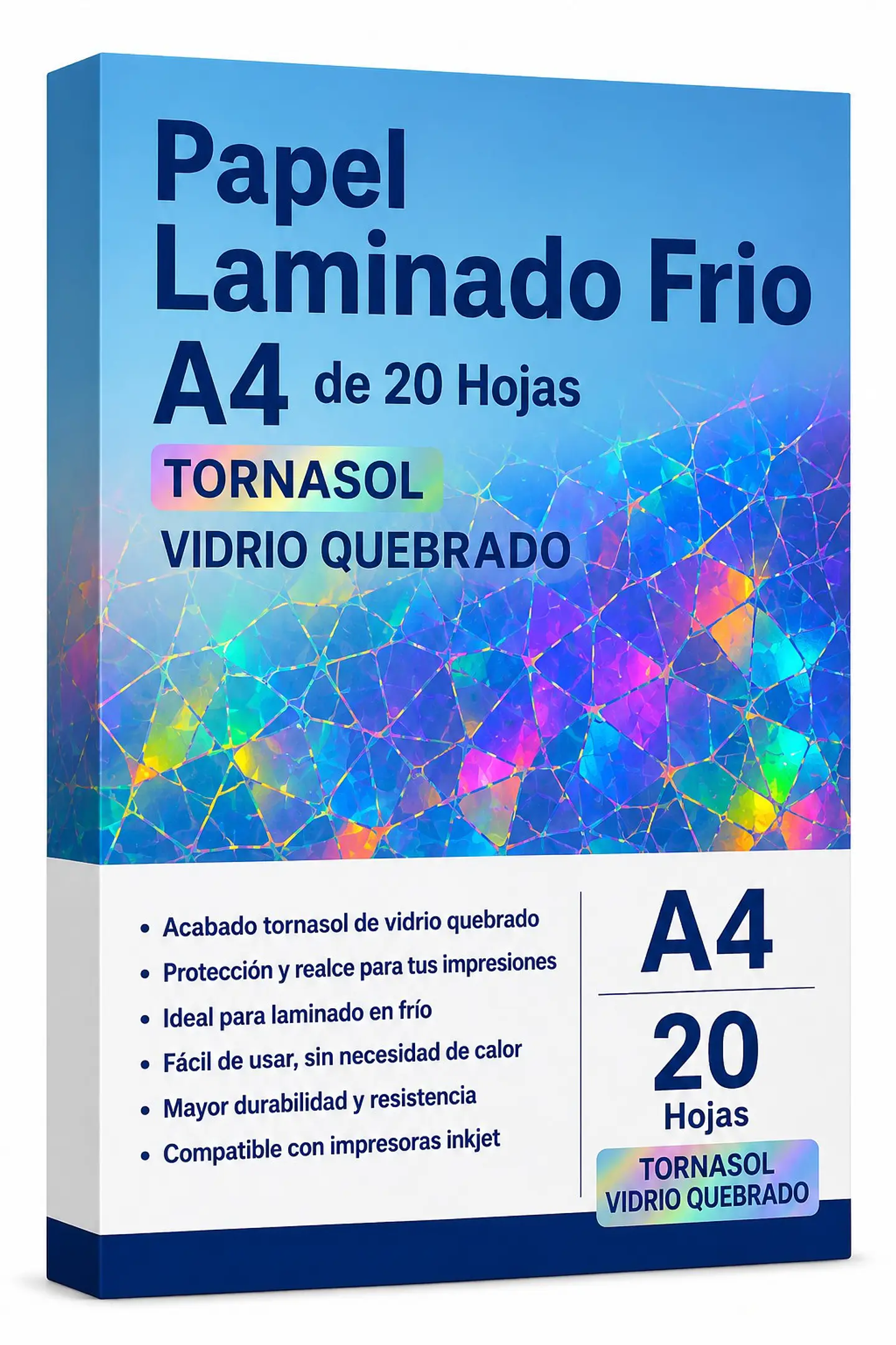 Papel Laminado Frio A4 de 20 Hojas Tornasol Vidrio Quebrado 1