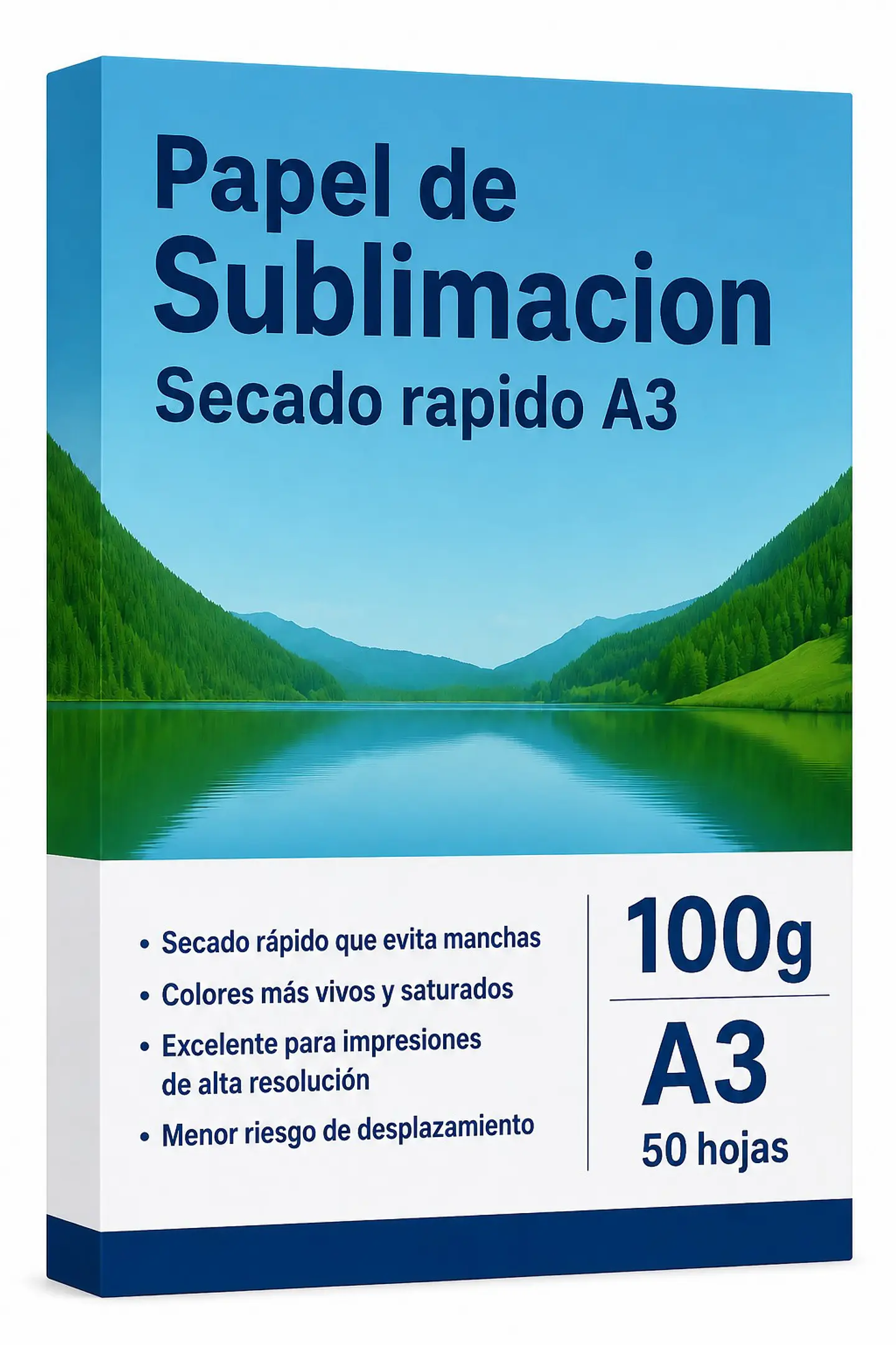 Papel de Sublimacion A3 100g 50H Secado Rápido Reverso Blanco con Marca de Agua 1