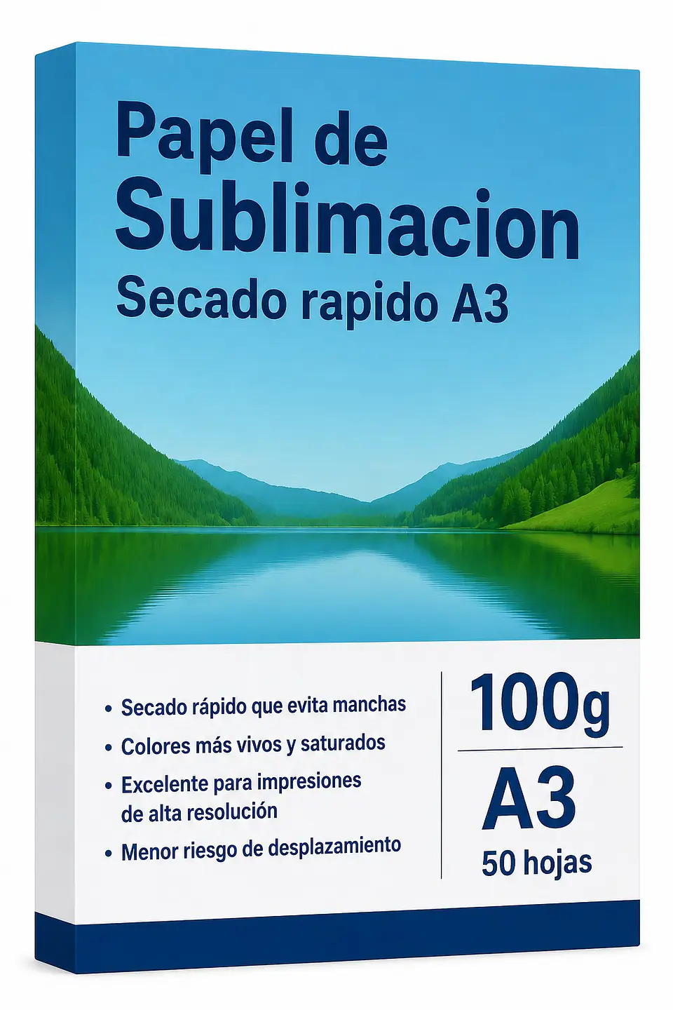Papel de Sublimacion A3 100g 50H Secado Rápido Reverso Blanco con Marca de Agua 1