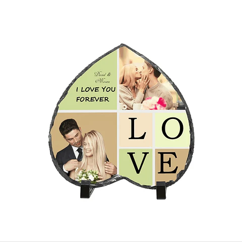 Roca Corazon Sublimable Mate 15x15cm con Cajita y Soportes