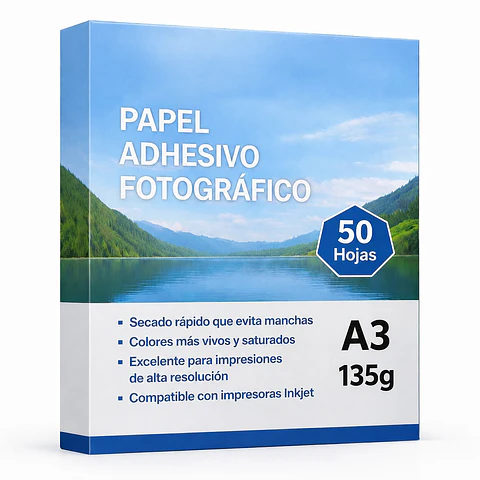 Papel Adhesivo Fotográfico Glossy A3 de 50H 135g