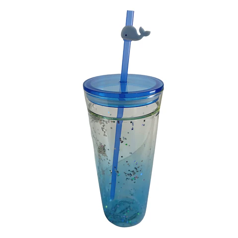 Vasos de Cristal con Tapa Ajustada Ballena en la Bombilla