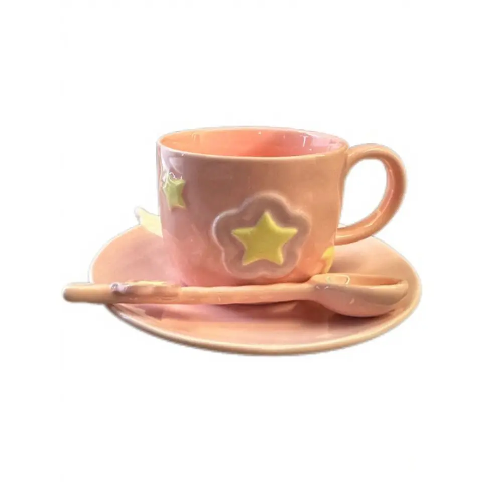 Taza de Café de Cerámica Rosa con Diseño de Sakura T-00041 1