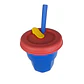 Vaso de Silicona Para Bebe Azul Tapa Roja 400ML T-00043-14 - Miniatura 1