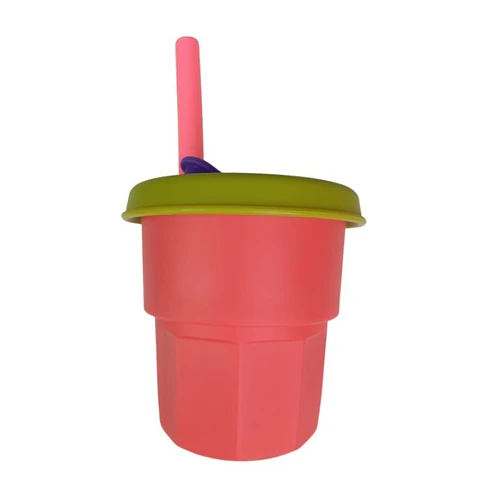 Vaso de Silicona Para Bebe Roja Tapa Verde 400ML T-00043-11
