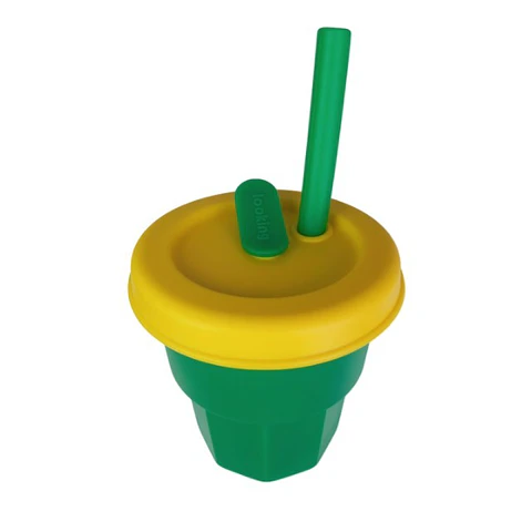 Vaso de Silicona para Bebe Verde Tapa Amarilla 400ml T-00043-8