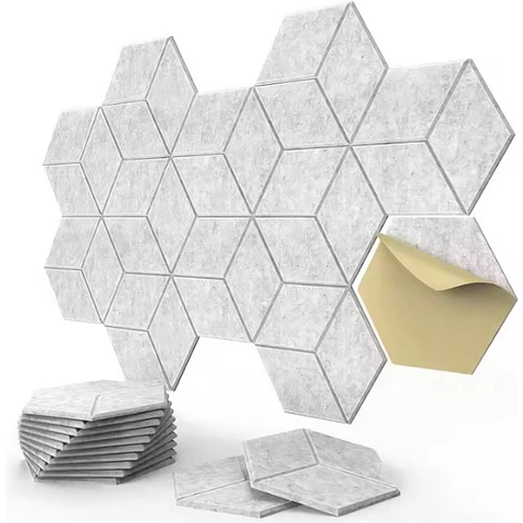 Panel Acústico Hexagonal Autoadhesivo Pack X12 Gris Oscuro XSJ-10179