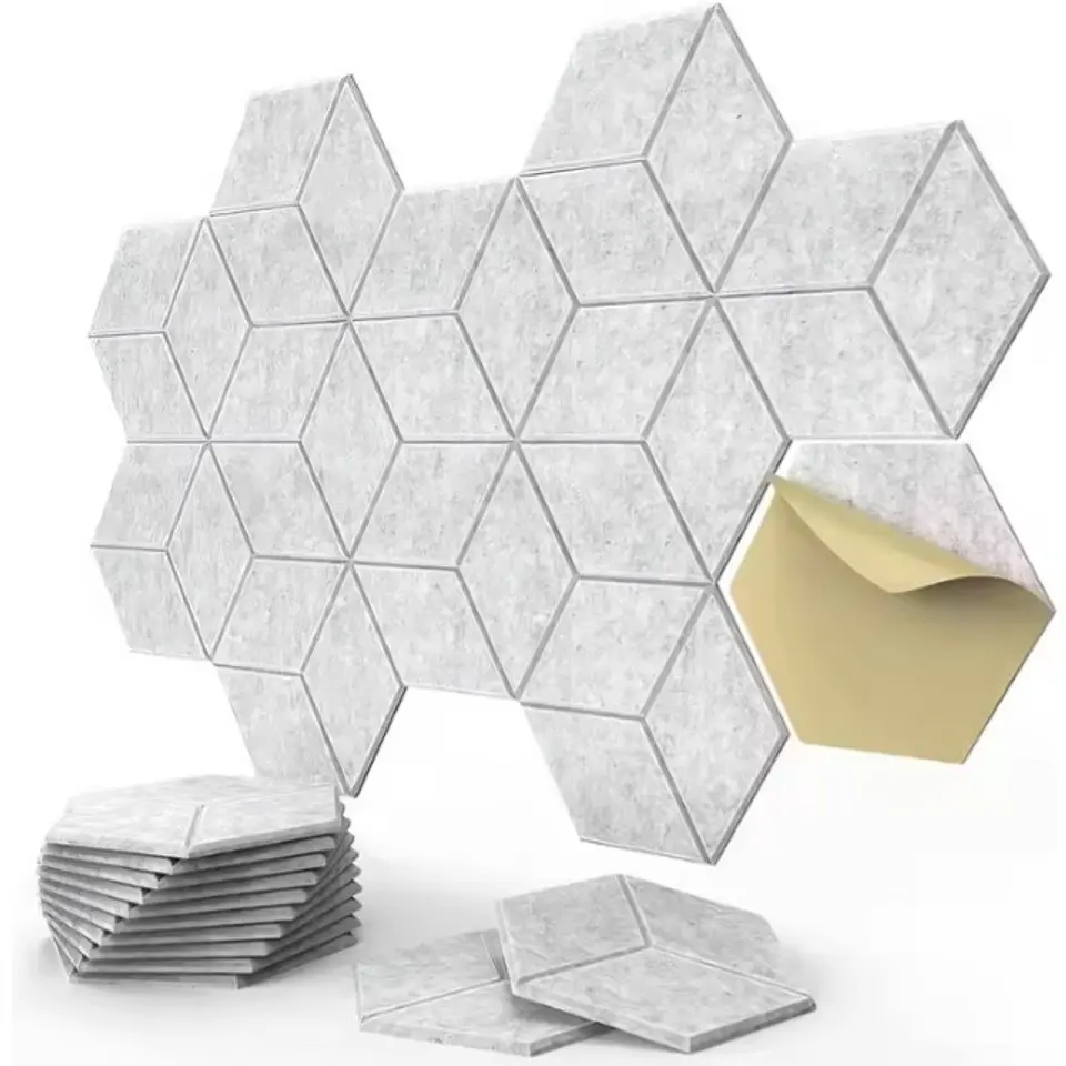 Panel Acústico Hexagonal Autoadhesivo Pack X12 Beige Claro XSJ-10172 1