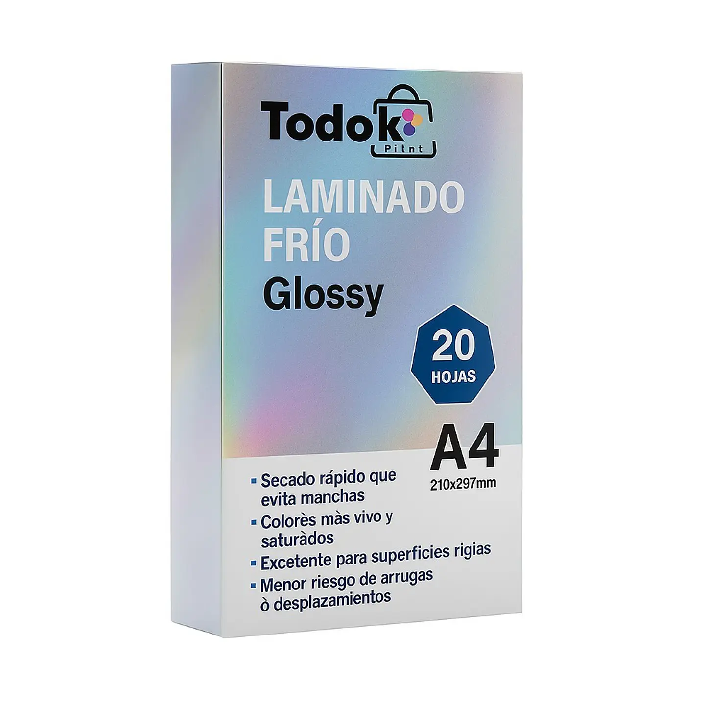 Papel Laminado Frio Glossy A4 20 Hojas Efecto Brillante Glossy 1