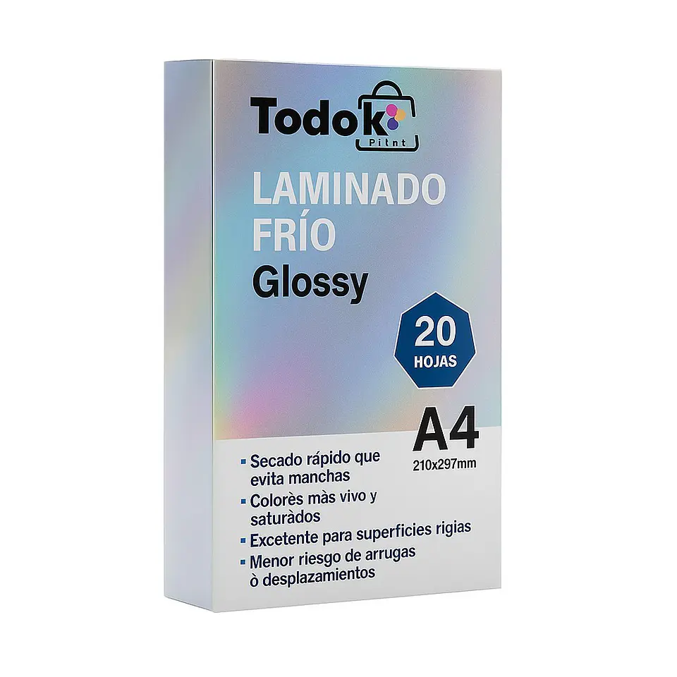 Papel Laminado Frio Glossy A4 20 Hojas Efecto Brillante Glossy 1