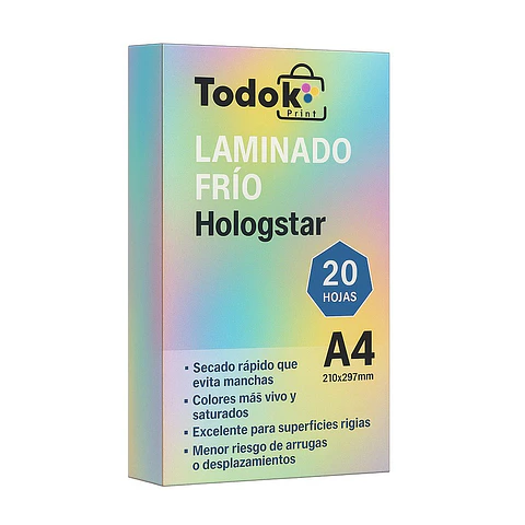 Papel Laminado Frio Hologstar A4 20 Hojas Efecto Estrella