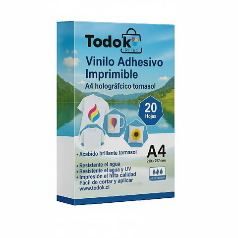 Vinilo Adhesivo imprimible Holográfico Tornasol A4 20 Hojas