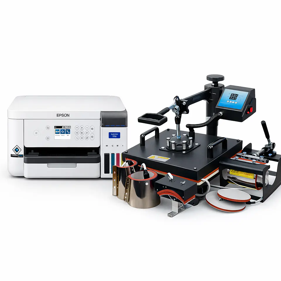Kit de Estampadora 8 en 1 38x38 Deslizable + Impresora Epson F170 1