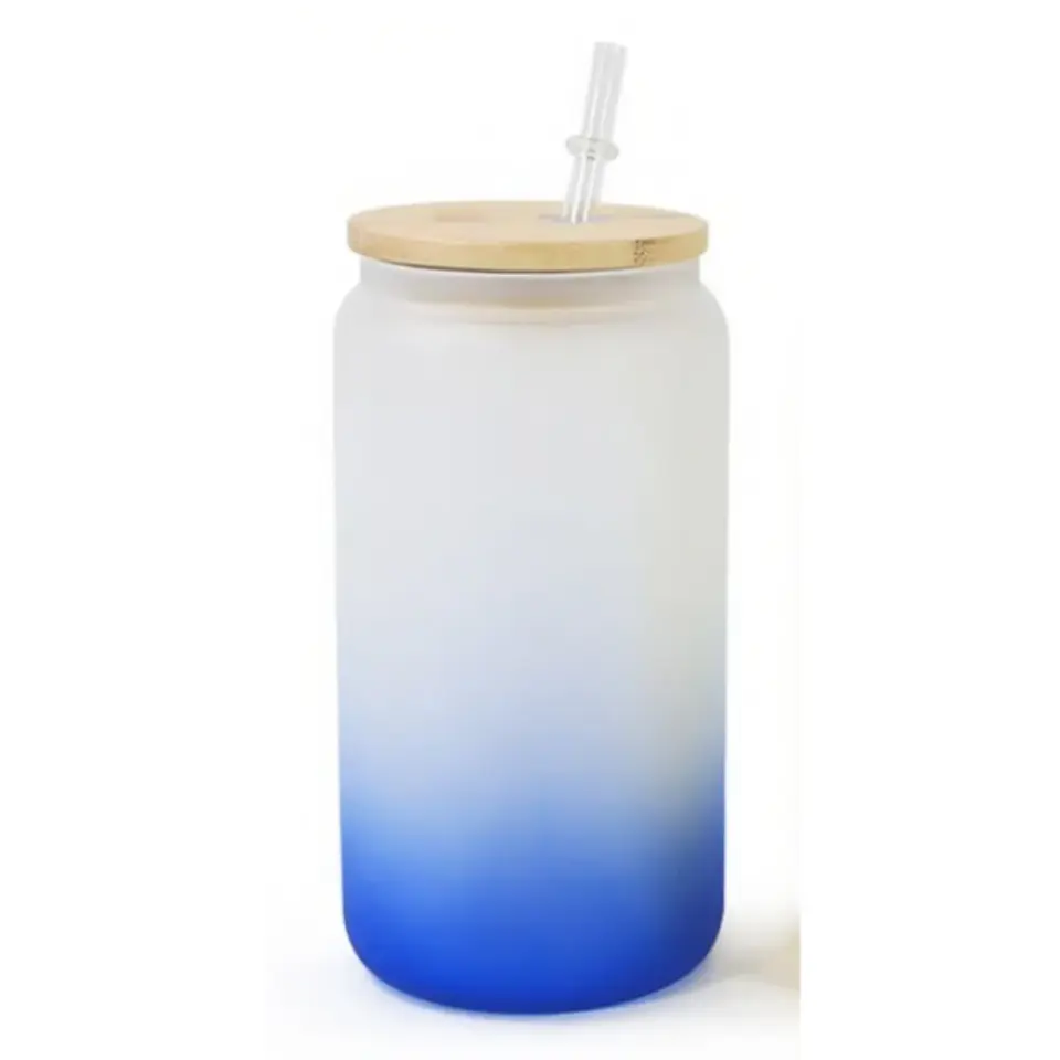 Vasos Glass Sublimación 16oz 500ml Tapa Bambú Y Caja 1