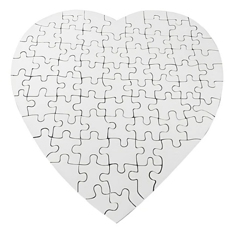 Pack de 5 Rompecabezas Blanco Sublimable Con Forma De Corazón 75Pz