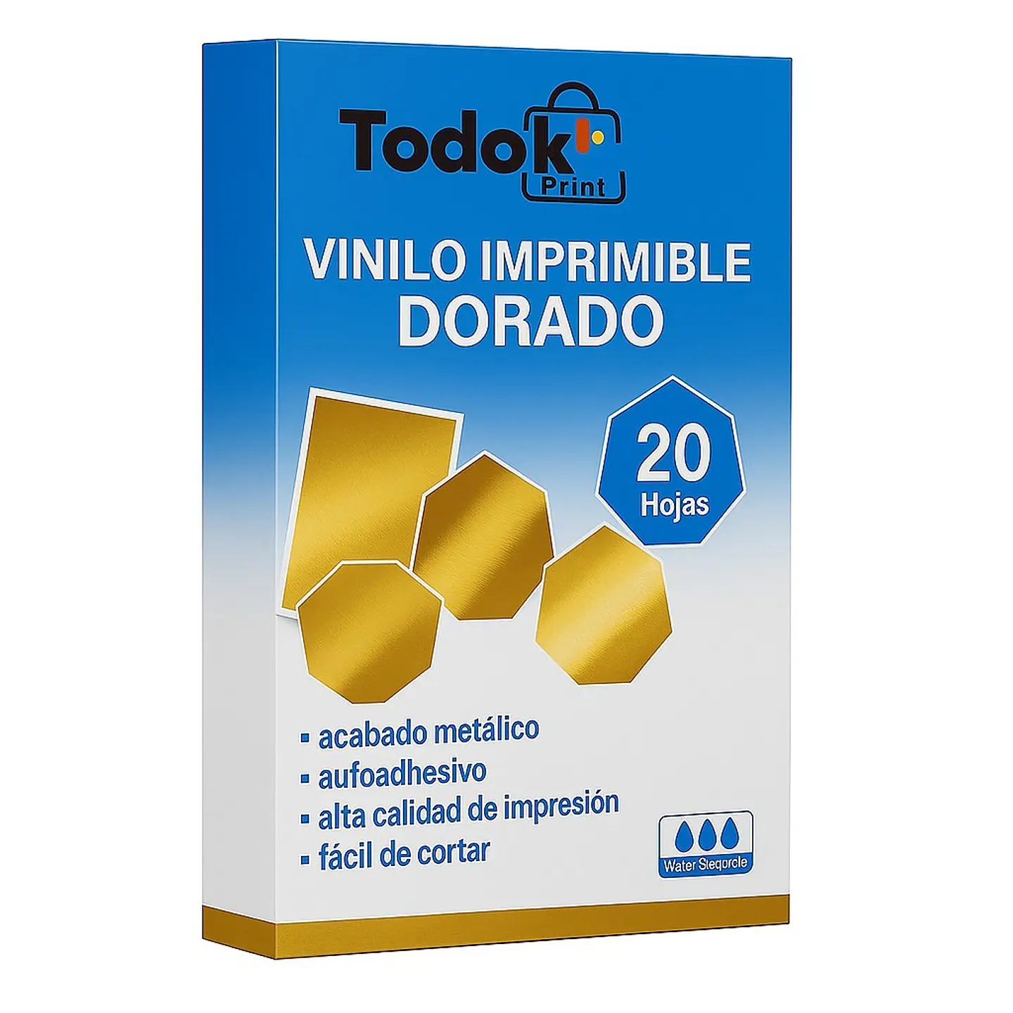 Vinilo Adhesivo Imprimible Dorado Metálico A4 20 Hojas Todok 1