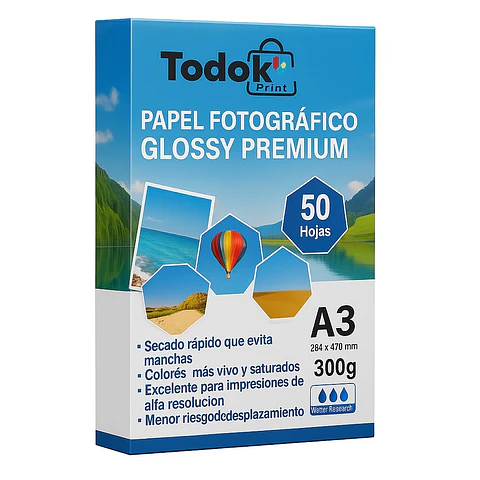 Papel Fotográfico Premiun Glossy A3 50 Hojas 300g