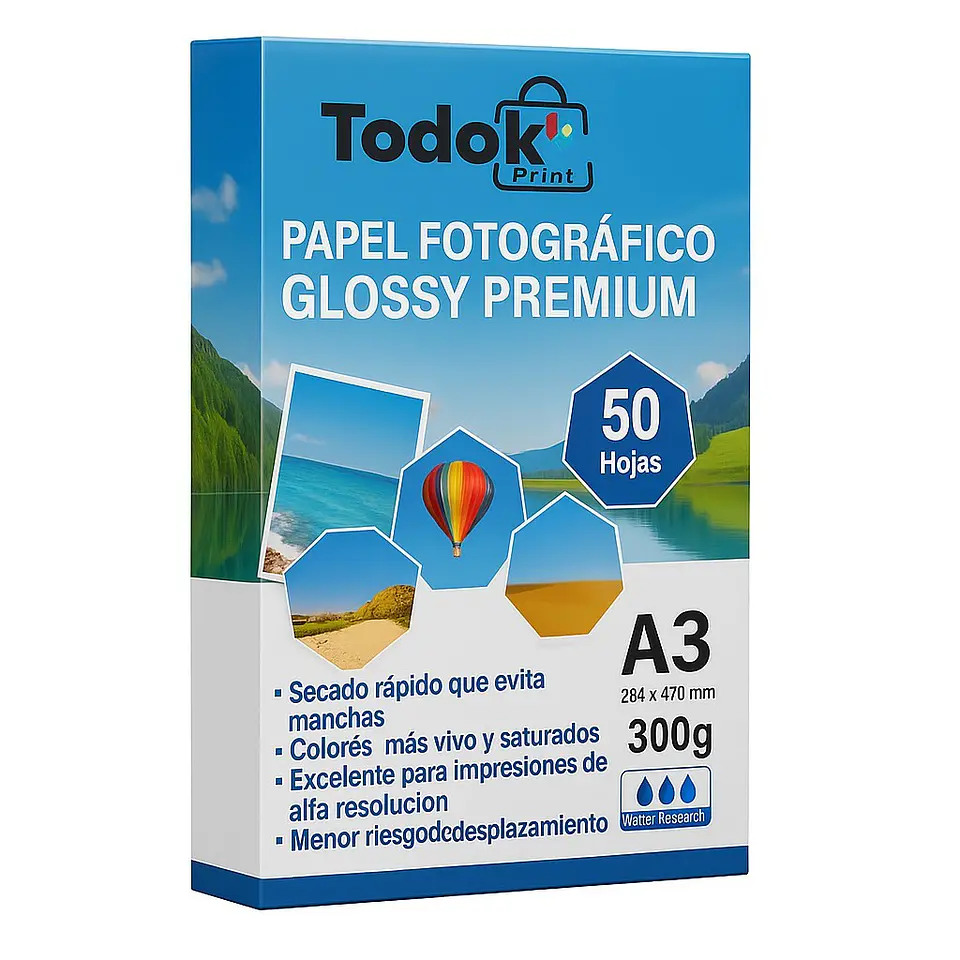 Papel Fotográfico Premiun Glossy A3 50 Hojas 300g 1