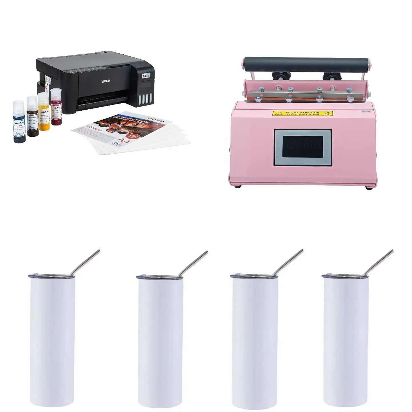 Kit de Estampadora Sublimadora de Tazas 30 oz + Impresora Epson L1250 + Termos 1