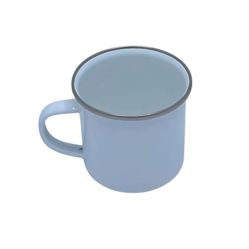Pack de 10 Tazónes Enlozado Sublimable Borde Plata 12oz 2