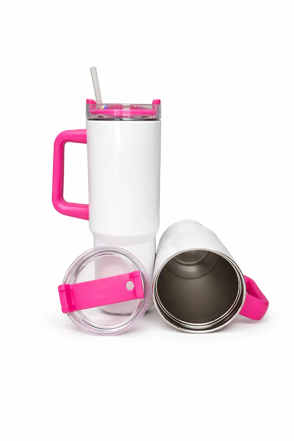 Tazón Térmico Tumbler 40oz Inoxidable Frio Y Calor Asa Fucsia 3