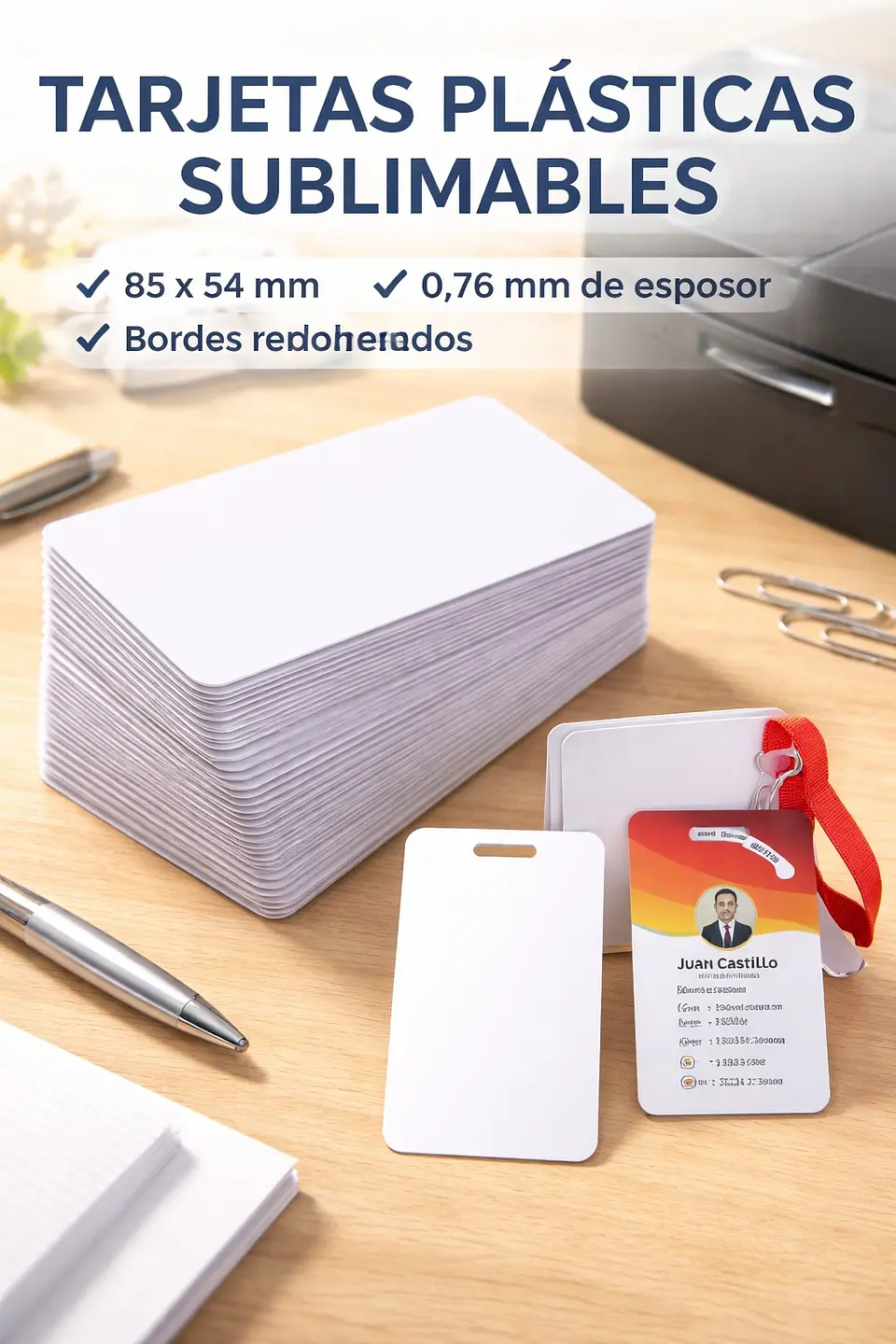 Pack 50 Tarjetas Pvc Credenciales Blanca Para Sublimacion 3