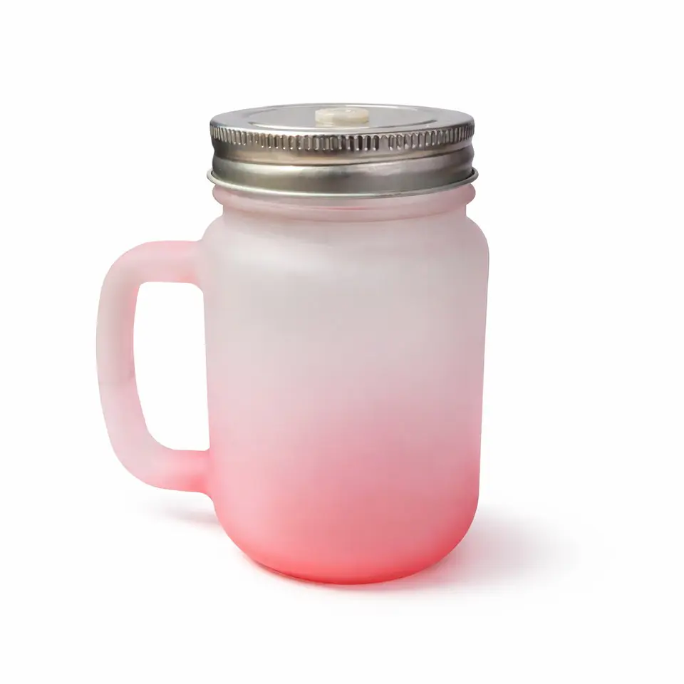 Kit de 4 Vasos Esmerilados Degradados con Tapa y Bombilla Sublimables 4