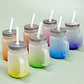 Kit de 4 Vasos Esmerilados Degradados con Tapa y Bombilla Sublimables - Miniatura 5