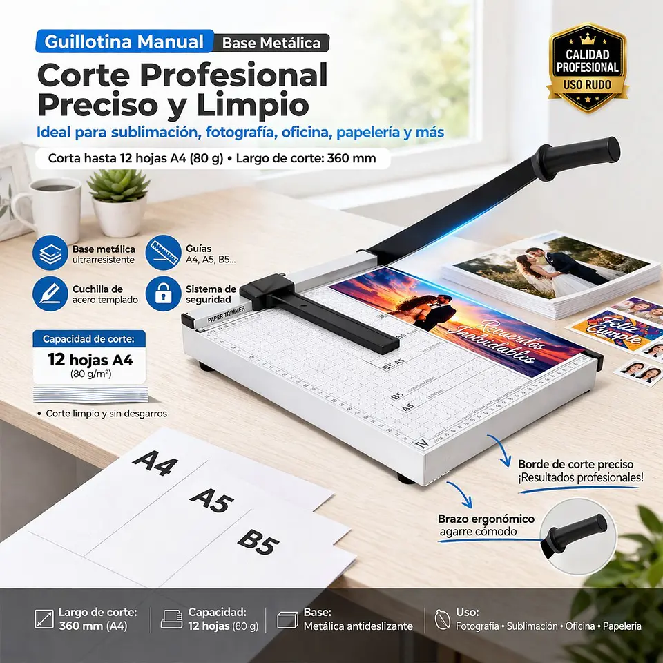 Guillotina Metálica Corta Papel Hasta A4 4