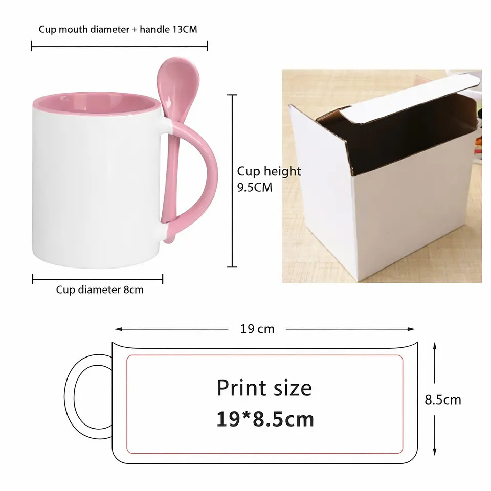 Caja de 36 Taza de Cerámica con Cuchara de Té 11oz de Sublimacion Negra 4