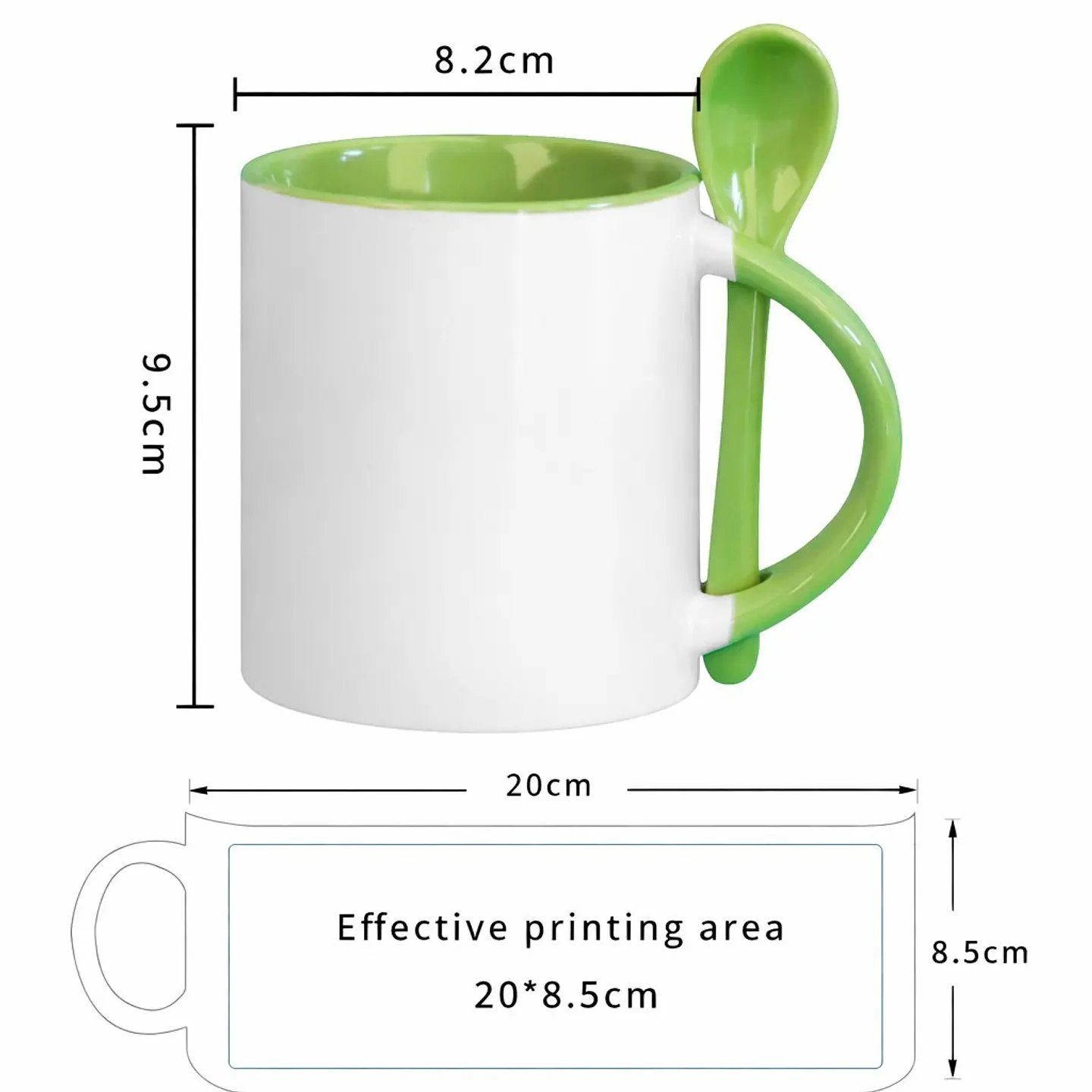 Caja de 36 Taza de Cerámica con Cuchara de Té 11oz de Sublimacion Negra 5