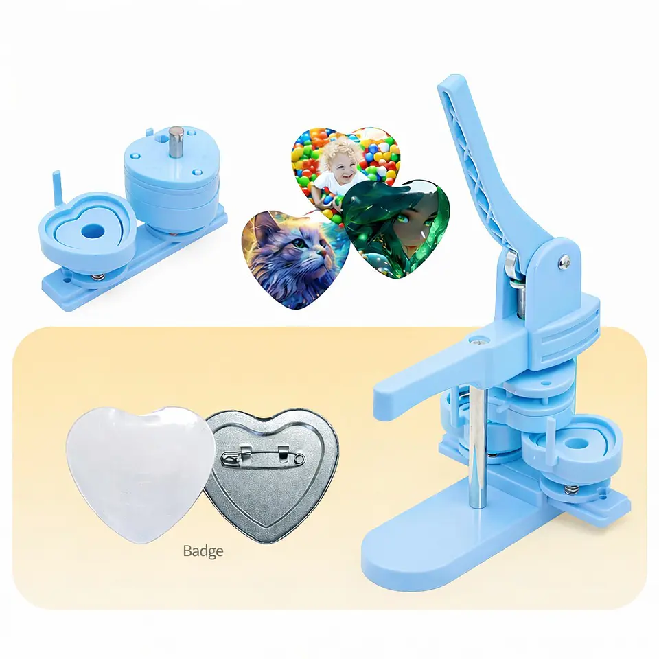 Maquina de Chapitas Forma Corazones PVC Azul 4