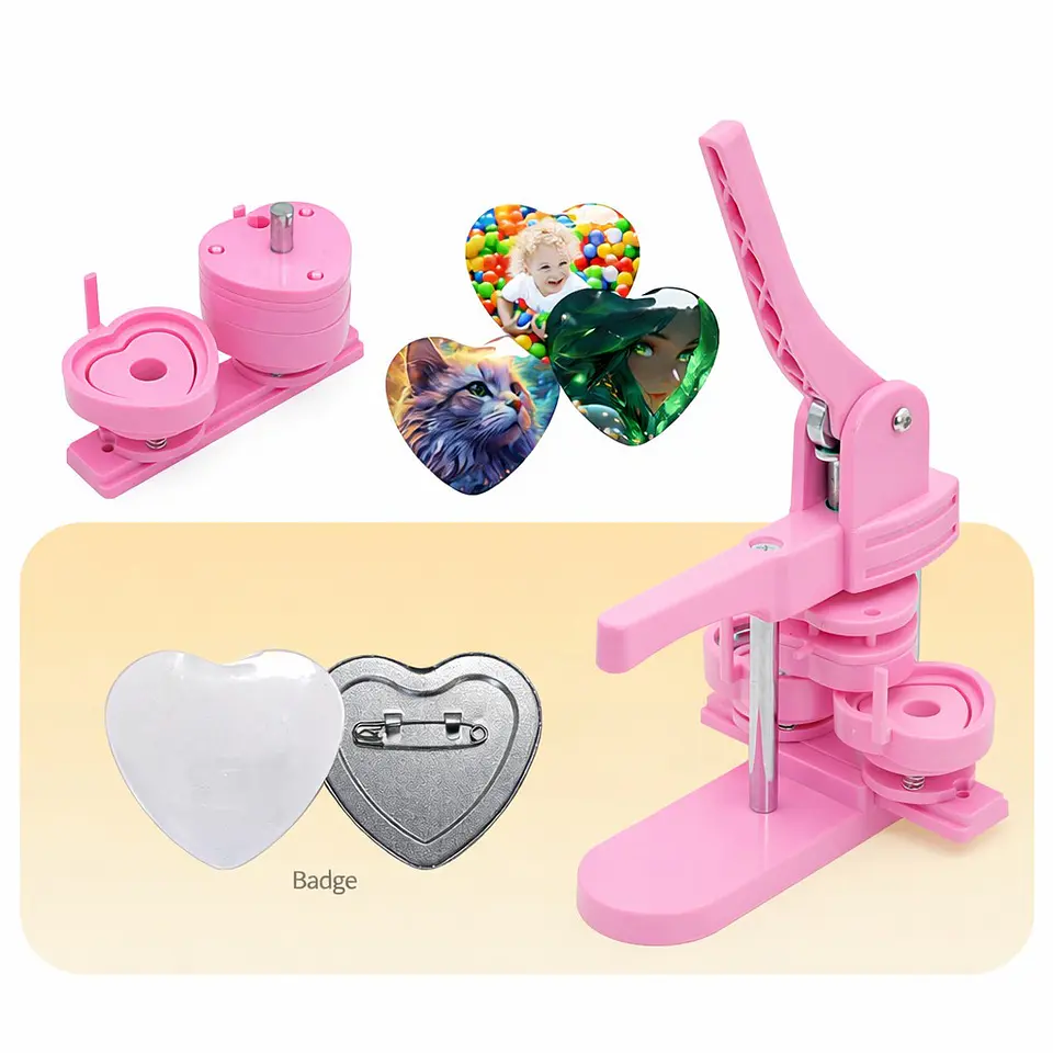 Maquina de Chapitas de Corazones PVC Rosada 3